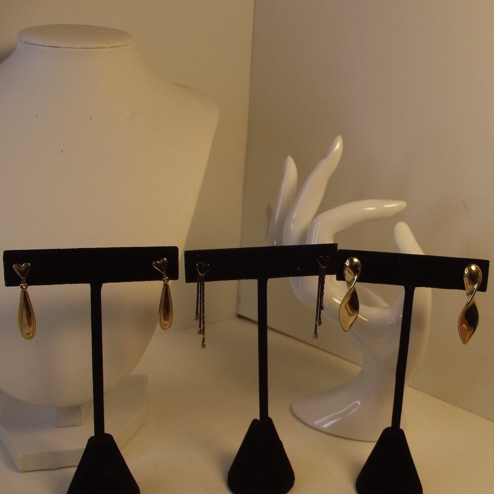 3 pair gold plated Pierced Earrings Dangles